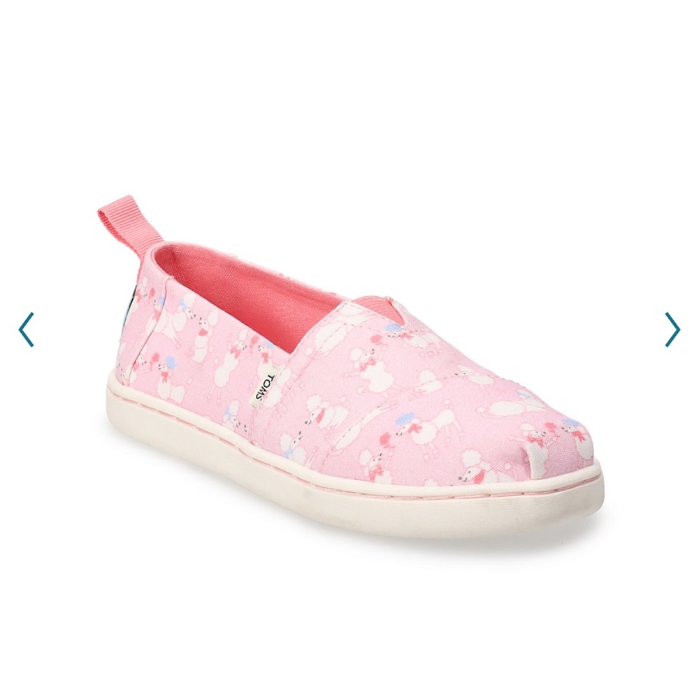 Tom’s Pink Poodle Dog Canvas Shoes Girls Slip On Flats Size 12 Kids